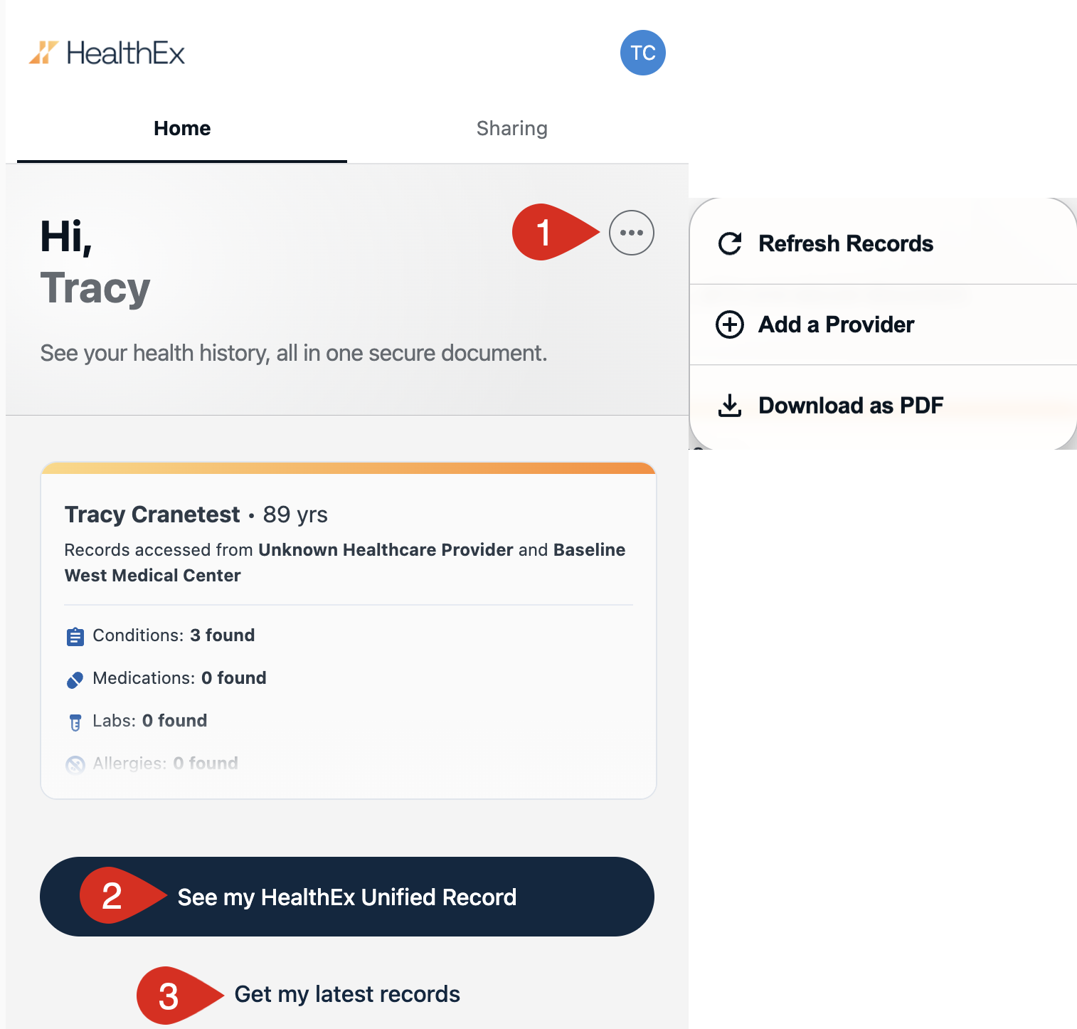 Home tab overview